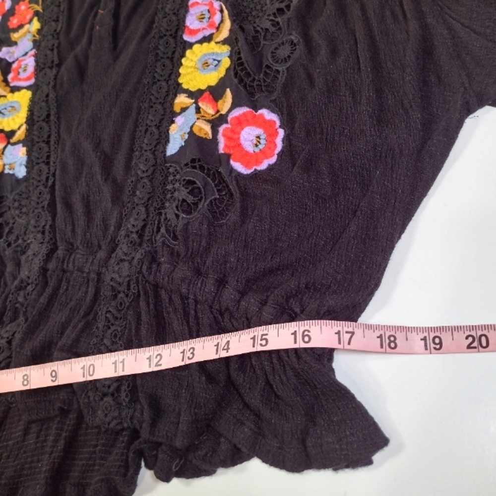 Free People Women's Black Embroidery Choker Top Size (M) - Picture 10 of 12